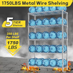 Storage Shelves, 4 PCS 36" L x 14" W x 72" H Heavy Duty Garage Wire Shelving Unit Loads 1750LBS, 5-Tier Adjustable Metal Industrial Utility Shelf Rack for Kitchen, Laundry Room, Basement