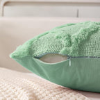 Set of 2 Soft Moroccan Throw Pillow Covers 12x20 Inch Plush Boho Decorative Pillow Cover Accent Cushion Case for Couch Sofa Bed, Sage Green