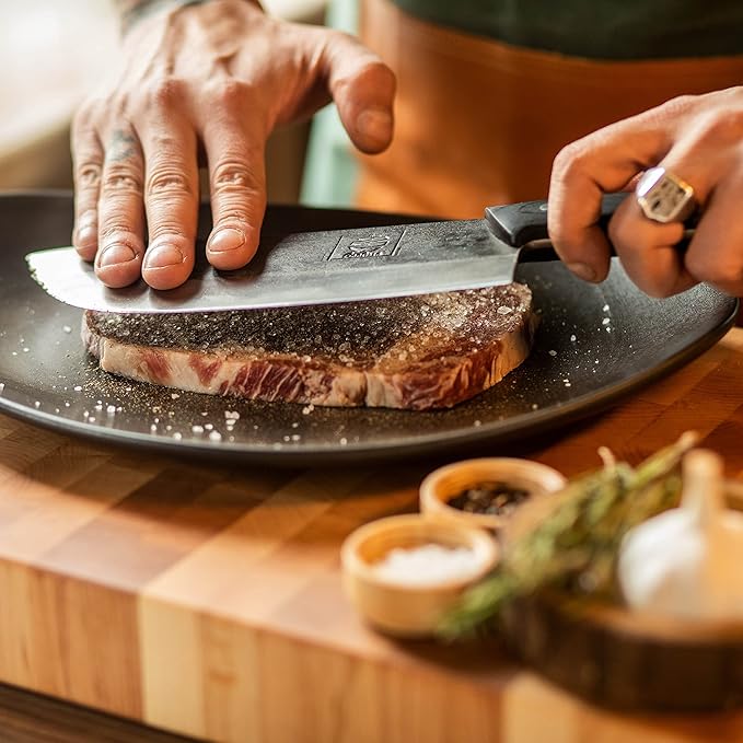 COOLINA Daozi Forged Cleaver Butcher Knife, 7.9-in High Carbon Steel Blade, Handmade Chinese Traditional Knife, Best for Chopping, Slicing, Cutting Meat