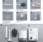 Lefree Silicone Toilet Brush and Holder,Bathroom Cleaner Brush Set,Non-Slip Handle Toilet Bowl Brush with TPR Soft Bristle,Wall Mounted/Floor Standing