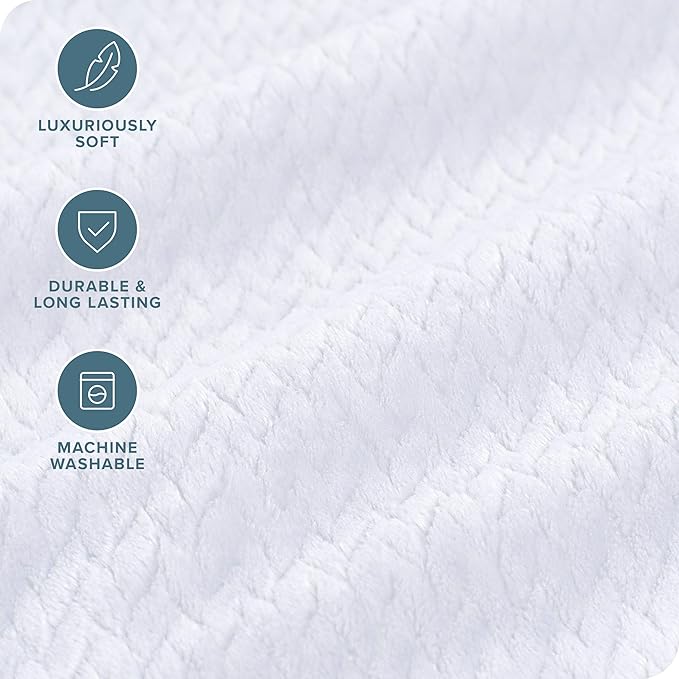 Bare Home Textured Fleece Blanket - Throw/Travel - Ultra-Soft Lightweight for Bed, Sofa, and Couch - Luxury Microplush - Cozy Warm Blanket (Throw/Travel, Chevron White)