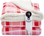 LUXIAN Electric Heated Blanket Full Size 72"x84" - Microplush & Sherpa Fabric Dual-Sided, 6 Heat Settings & 1-10 Hours Auto Off, Cozy Warming Throw for Home, Office, or Bed, Machine Washable, Pink