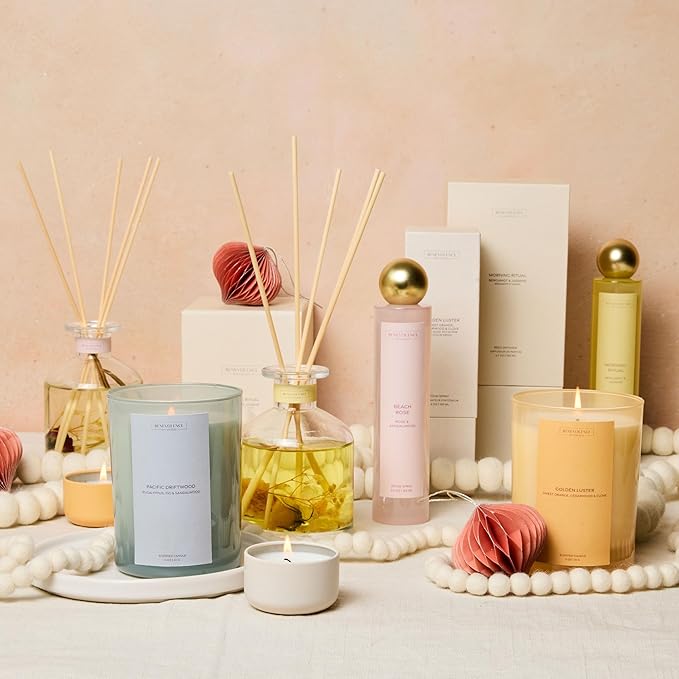 Rose & Sandalwood Scented Candle | Benevolence LA Sun-Kissed Collection | 11oz, 60-Hour Burn | Natural Soy Wax, Cotton Wick | Fall Scented Candles for Home, Elegant Gift – Beach Rose