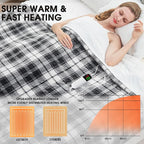 Heated Electric Blanket Queen Size, 84X90 Heating Blanket Queen with Dual Control&10 Heats Levels&Timer for Bed,Black Plaid Sherpa Large Blankets Warmer Gift for Grandma Women Adults, Washable,ETL