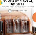 Party Solids Clear Plastic Silverware Heavy Duty 150 Pieces Clear Plastic Cutlery Sets, Utensil Sets, 50 Of Each Forks, Knives & Spoons Disposable Cutlery Set, Flatware Set For Party Supplies