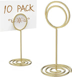 10 Pack Gold Table Number Holders - Place Card Holders for Signs - Photo Holders for Centerpieces Weddings - Photo Stand Clip - Picture Holder for Tables - Wire Food Signs Restaurant Setting Cards