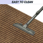 Custom Size Backed Non-Slip Area Rugs Runner, Easy Clean, Waterproof Runner Rugs for Hallway Entryway, Kitchen, Laundry, 3FT x 69FT, Brown Stripe