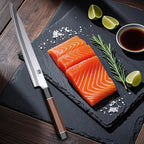 SHAN ZU 10 Inch Japanese Sushi Knife, 9 Layers 10Cr15MoV High Carbon Steel Sashimi Knife, Sharp Cutting Yanagiba Knives with Red Sandalwood Handle for Sushi Making, Slicing & Fish Knives