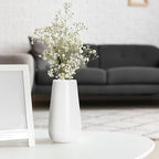 D'vine Dev 8 Inch White Elegant Oval Ceramic Vase for Flowers, Home Décor Vase with Design Box, VS-LD-A-4