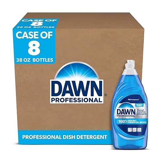 P&G Dawn Dishwashing Liquid Soap Detergent, Bulk Degreaser Removes Greasy Foods from Pots, Pans and Dishes in Commercial Restaurant Kitchens, Regular Scent, 38 oz. (Case of 8) (Packaging May Vary)