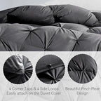 SNOWMAN Premium Down Comforter King Size, Luxurious All Season Duvet Insert with Cotton Blended Fabric, 44oz Fill Weight Pinch Pleat Design Hotel Bedding Comforter (Grey,106"x90")