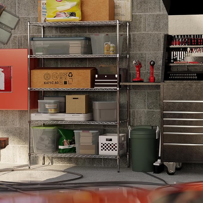 21" Deep x 48" Wide x 74" Height Wire Shelving Kit | 5-Tier | NSF Commercial Storage Rack Unit