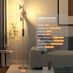 PARTPHONER RGB Tree Floor Lamp for Living Room, Stepless Dimmable Tall Standing Lamp with Remote, Touch Control and 3 Rotatable Light, Bright LED Lights for Bedroom with 4 Color-Changing, Gold