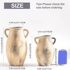 Ceramic Vase with Handles, 9.05 inch Tall Terracotta Decorative Pottery Flower Vase for Home Farmhouse Decor, Dining Table, Living Room, Kitchen, Office
