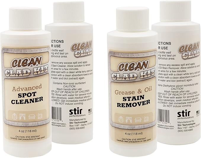 Upholstery Cleaner Kit – 2-Pack Stain Removers for Couch, Sofa, Car Seats & Carpet – Targets Grease, Food, Oil, Beverage & Makeup Stains – Auto Interiors & Home Use – Made in USA