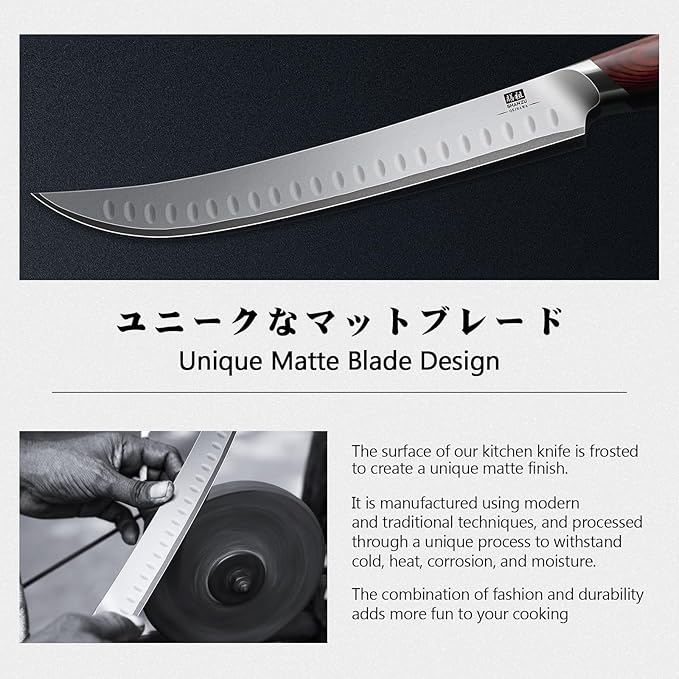 SHAN ZU Brisket Slicing Knife, 11.6 Inch Carving Knife Japanese High Carbon 10Cr15Mov Stainless Steel, Professional Ultra Sharp Meat Cutting and BBQ knife with Ergonomic Pakkawood Handle