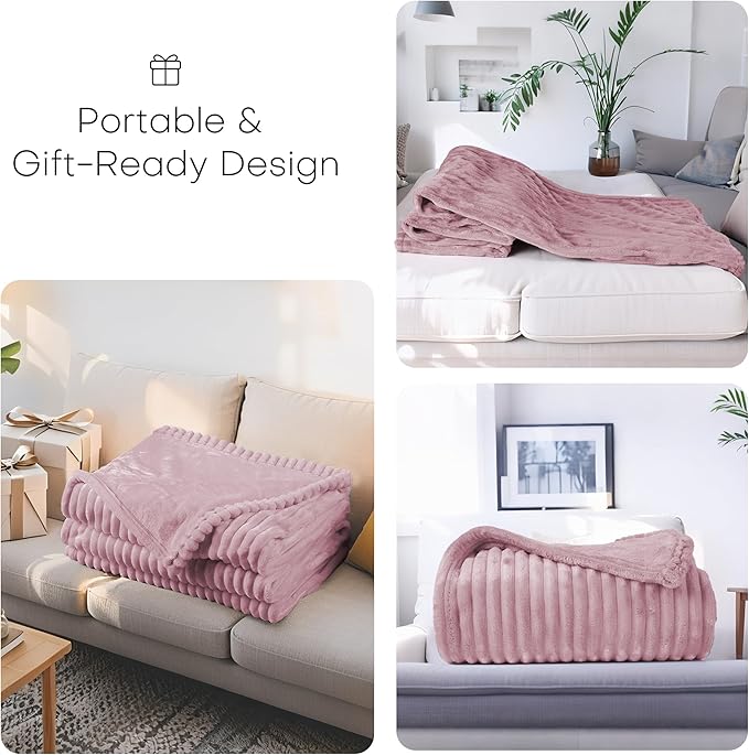 Electric Heated Blanket 50"x60" Throw Size with Cozy Flannel, 6 Heat Settings & 3 Hours Auto Off, Soft & Cozy Warming Throw for Home, Office, or Bed, Machine Washable, Pink