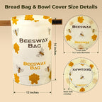 OHIYO Beeswax Bread Bags for Homemade & Reusable Bowl Cover for Proofing, Elastic Sourdough Bowl Cover, Bread Baker Set