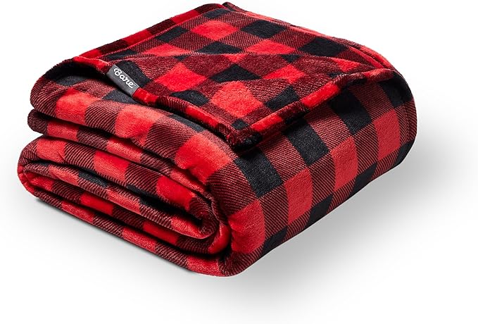 Bare Home Fleece Blanket - Full/Queen - Ultra-Soft Lightweight for Bed, Sofa, and Couch - Luxury Microplush - Cozy Warm Blanket (Full/Queen, Buffalo Plaid - Red/Black)
