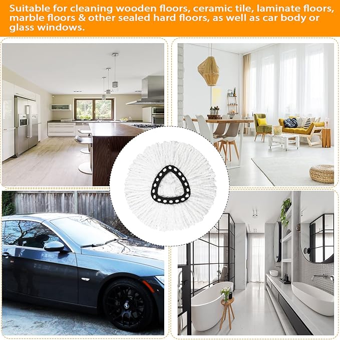 5-Pack Spin Mop Replacement Heads for O Cedar, 100% Microfiber Mop Head Replacement Fits Triangle Mop Replace, Easywring 1-Tank System, 360 Degree Spin Refill for Easy House Cleaning Floor Mopping