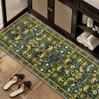 Runner Rug - 2'x6' Boho Washable Kitchen Rug, Non-Slip Soft Low Pile Rugs Indoor for Entrance Living Room Bedroom Bathroom,Vintage Hallway Carpet Stain Resistance (Dark Green, 2x6ft)
