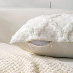 Set of 2 Soft Moroccan Throw Pillow Covers 18x18 Inch Plush Boho Decorative Pillow Cover Accent Cushion Case for Couch Sofa Bed, Cream White