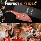 Huusk Hand Forged Meat Cleaver - Butcher Knife for Meat Cutting, Japanese Kitchen Viking Knife with Sheath, Cooking Knives for Kitchen and Outdoor Camping, Thanksgiving Christmas Gifts