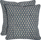 Ridhi Modern Farmhouse Pillow Covers Decorative Cotton Throw Pillow Covers Set of 2 Peacock Blue Cushion Covers for Boho Couch Sofa Bed Living Room Spring Home Decor 16x16