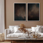 SIGNFORD Framed Canvas Print Wall Art Set Moody Dark Abstract Earth Tones Illustration Modern Art Decorative Nordic Nature for Living Room, Bedroom, Office - 24"x36"x2 White