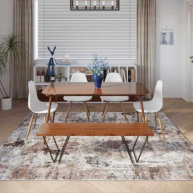 Rugcomf Modern Abstract Washable Rugs 8'x10' - Non-Slip Low Pile Area Rug, Large Boho Carpet for Living Room, Bedroom, Dining Room, Farmhouse, Kids Playroom, Office - Brown