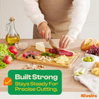 Riveira Brown Bamboo Wood Cutting Board – Gourmet Bamboo Grandeur: 15 x 10 Wooden Cutting Board – Wooden Cutting Boards For Kitchen Decorative – Innovative Juice Grooves Wooden Chopping Board