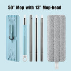 JOYMOOP Flat Mop, Microfiber Mops for Floor Cleaning and Wall Cleaner, 50" Mop with 13" Flat Head with a Microfiber Mop Pad - Pale Aqua