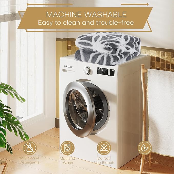 LUXIAN Heated Blanket Electric Throw,72" x 84" Full Size,Jacquard Polar Fleece Heated Blanket with 10 Hours Timer Auto-Off & 5 Heating Levels,Machine Washable (Grey)