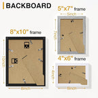 Vittanly 15 Pack Picture Frames Collage Wall Decor, Multi Sizes Including 3pcs 8x10, 6pcs 5x7 and 6pcs 4x6 Photo Frames, Gallery Frame Set for Wall or Tabletop Display, Black, Grey and White