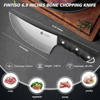 FINTISO Butcher Knife, 6.9 Inch Sharp Meat Cleaver Knife with 5-Layer High Carbon Stainless Steel, Chopping Knives with Ergonomic Full Tang G10 Handle for Home Kitchen Bone Cutting