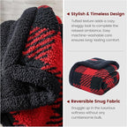 Cozy Bliss Luxury Sherpa Throw Blanket for Couch, Premium Reversible Buffalo Plaid Thick Throw, Warm Cozy Soft Blanket for Home and Gifts (Red/Black Buffalo Check, 50" x 60")