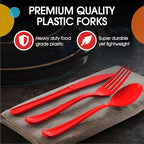 Party Solids Red Plastic Knives 200 Pieces Red Knives Disposable Utensils Heavy Duty Plastic Cutlery Set Disposable Cutlery Sets Flatware Sets Silverware Set Party Supplies & Party Tableware