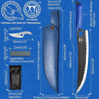 XYJ Portable Chef Knife Set Professional,Since 1986,Camping Boning Knife,Slice Butcher Knives with Leather Sheath,Finger Hole Blade,Outdoor Cooking,Full Tang (12 Inch)