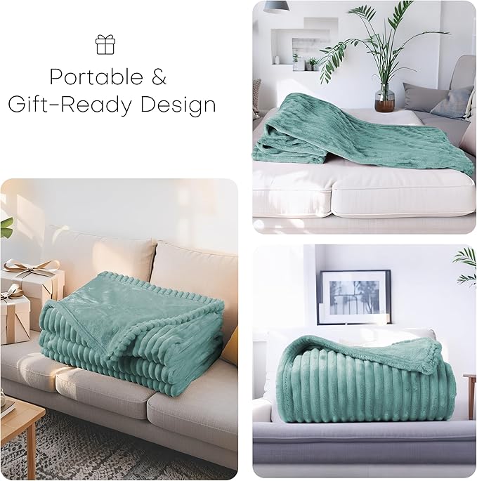 Electric Heated Blanket 50"x60" Throw Size with Cozy Flannel, 6 Heat Settings & 3 Hours Auto Off, Soft & Cozy Warming Throw for Home, Office, or Bed, Machine Washable, Bean Green