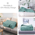 Electric Heated Blanket 50"x60" Throw Size with Cozy Flannel, 6 Heat Settings & 3 Hours Auto Off, Soft & Cozy Warming Throw for Home, Office, or Bed, Machine Washable, Bean Green