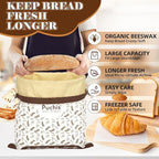 PUCHIS-2 Pack XL Cotton & Beeswax Bread Bags for Sourdough & Homemade Bread | Reusable Organic Storage, 17x13 in, Freezer-Safe Freshness