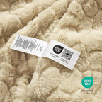 Cozy Bliss Faux Fur Throw Blanket for Couch, Fuzzy Soft Plush Thick Warm Fluffy Reversible Wave Textured Blanket for Sofa Bedroom Living Room, 55 * 70 Inches Kahki