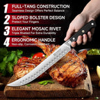KEEMAKE Carving Knife Set - 12" Brisket Knife & 10" Butcher Knife & Boning Knife Set for Meat Ham Cutting Razor Sharp German Steel with Ergonomic Handle Full Tang Design