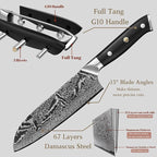 Wakoli NIT Santoku Knife – 7.1-Inch Professional Damascus Kitchen Knife | 67-Layer VG10 Core Steel Blade | Ergonomic G10 Handle | High-Performance Japanese-Style Chef’s Knife in Gift Box