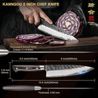 8 Inch Chef Knife, Japanese Chefs Knife Black Forged Kitchen Knife with AUS-8 Alloy Steel and Full Tang Pakkawood Handle, Christmas Gift with Premium Box