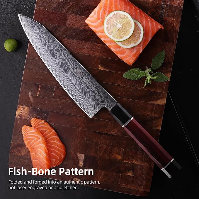 FINDKING 8 Inch Japanese Chef's Knife, Premium Damascus Steel Construction Kitchen Knife, Multifunctional Gyuto Knife, Exceptional Cutting Performance (Samurai Series)