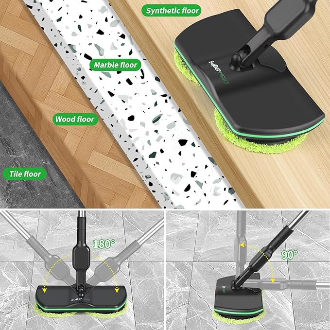 Electric Spin Mop,13-Inch Max Cleaning Pad Cordless Electric Mop,Laminate Floor Cleaner for Mopping,Automatic Spin Mops for Hardwood,Tile (No Water Tank)