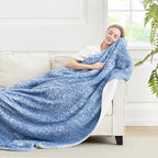 Cozy Bliss Luxury Sherpa Throw Blanket for Couch, Premium Reversible Plush Thick Throw, Warm Cozy Soft Blanket for Home and Gifts (Mottled Navy Blue, 50" x 60")