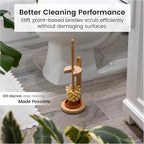 Toilet Bowl Cleaner Brush with Holder, 14 Inch Extra Long German Beechwood Handle, Strong Hemp Bristles, Ceramic Drip Tray, Biodegradable