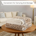Electric Heated Blanket Throw Size 50"x60" - Microplush & Sherpa Fabric Dual-Sided, 6 Heat Settings & 3 Hours Auto Off, Cozy Warming Throw for Office or Bed, Machine Washable, Beige Leopard Print